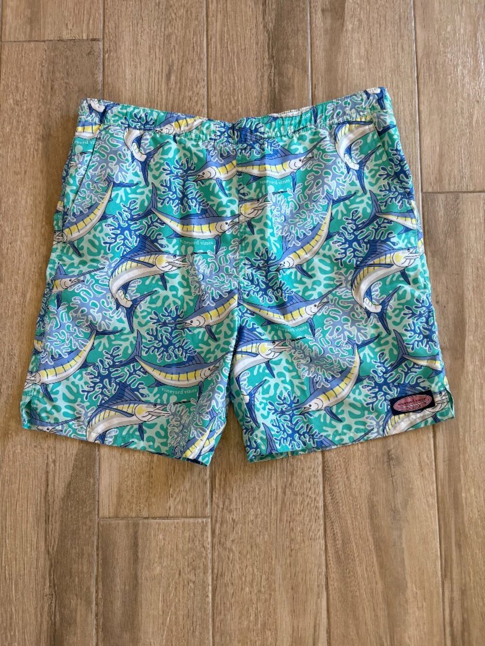 Vineyard Vines Chappy Printed Swim Trunks Men's XL Blue Marlin Beach Summer Fish